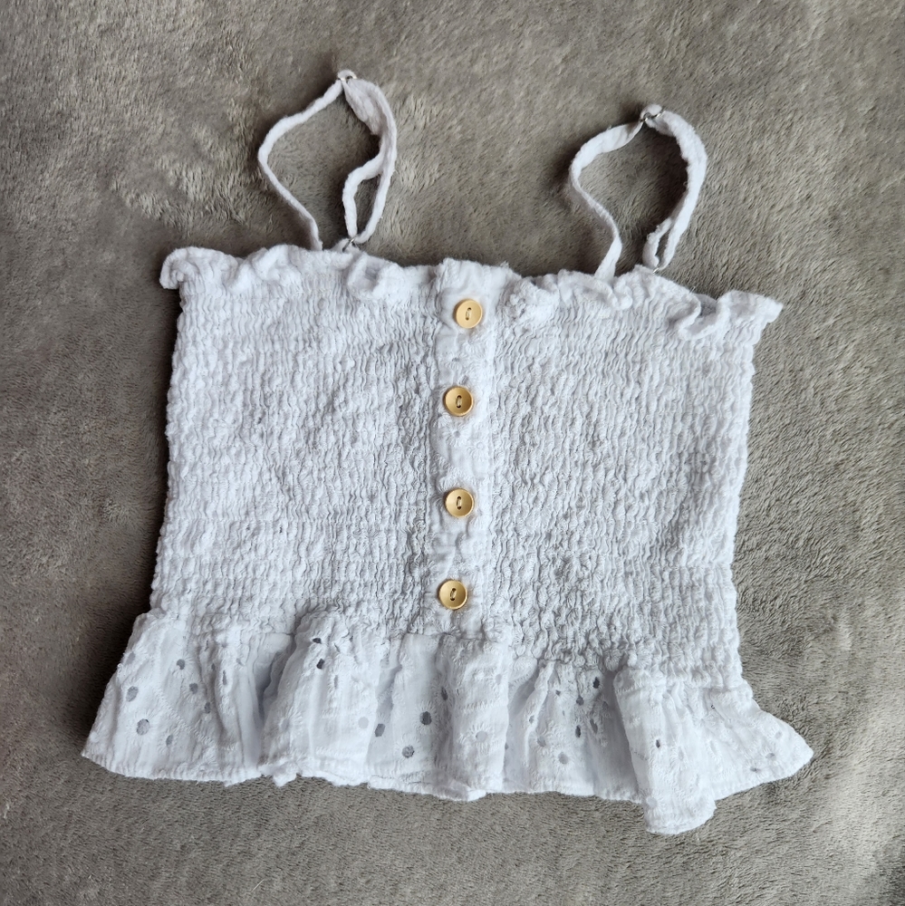 White eyelet crop top